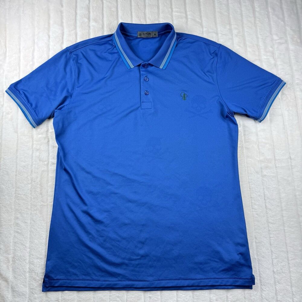 G/Fore Calusa Pines Golf Club Performance Polo Shirt Men's M Blue Skull Print